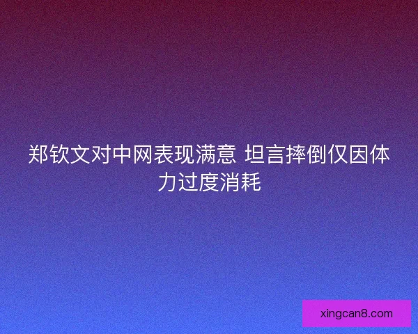 郑钦文对中网表现满意 坦言摔倒仅因体力过度消耗