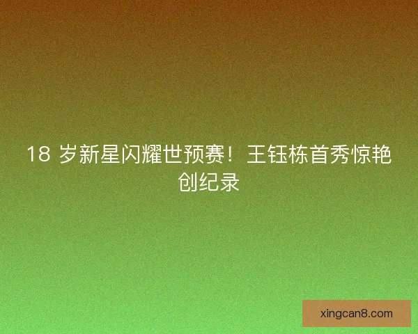 18 岁新星闪耀世预赛！王钰栋首秀惊艳创纪录