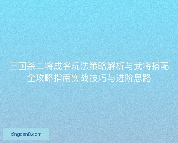 三国杀二将成名玩法策略解析与武将搭配全攻略指南实战技巧与进阶思路 三国杀二将成名玩法策略解析与武将搭配全攻略指南实战技巧与进阶思路