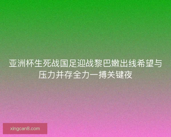 亚洲杯生死战国足迎战黎巴嫩出线希望与压力并存全力一搏关键夜 亚洲杯生死战国足迎战黎巴嫩出线希望与压力并存全力一搏关键夜